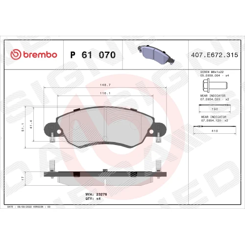 BRAKE PADS FOR DISC BRAKES - 0